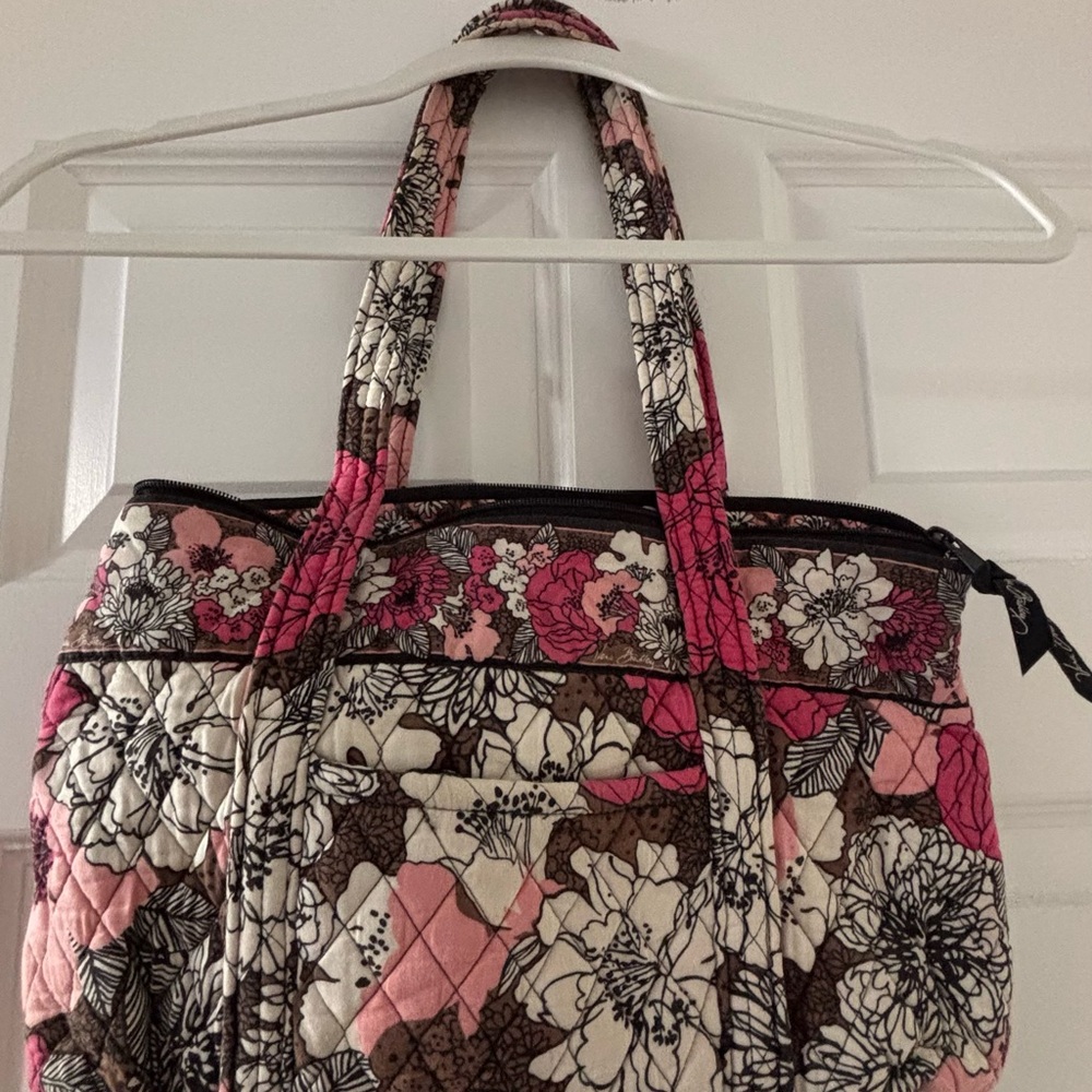 Vera Bradley Quilted Tote Bag | Pink Floral Zip-Top Tote Ideal Diaper Bag